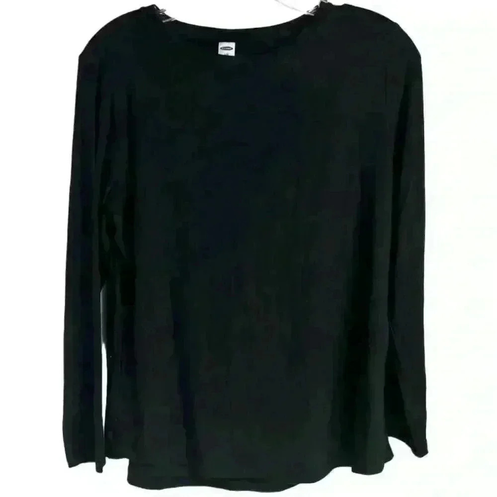 Old Navy Women's Luxe Black Long Sleeve Top Size S Casual Basic‎ Tee
